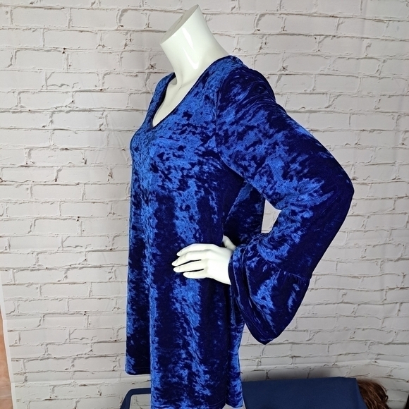 LILY by‎ Firmiana Blue Royal Velvet Blouse - Picture 3 of 8